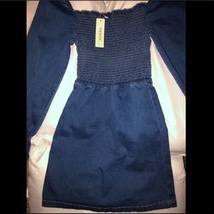 Modern OTS Strapless/Halter Jean Dress